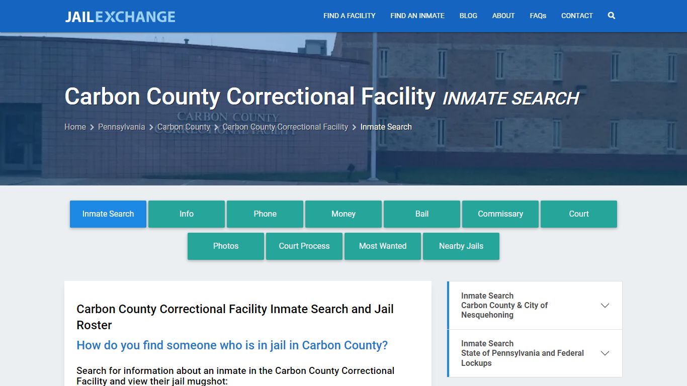 Carbon County Correctional Facility Inmate Search - Jail Exchange